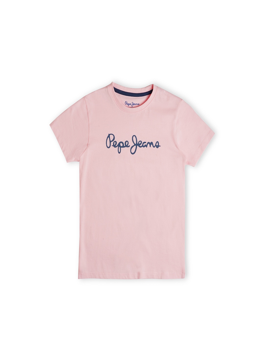 

Pepe Jeans Boys Typography Printed Round Neck Short Sleeves Pure Cotton T-shirt, Pink