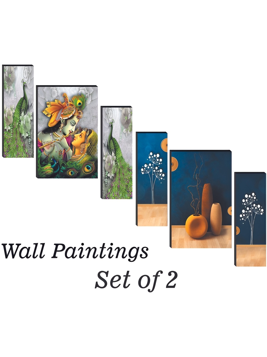 

WALLMAX Blue & Grey 6 Pieces Wooden Painting Wall Art