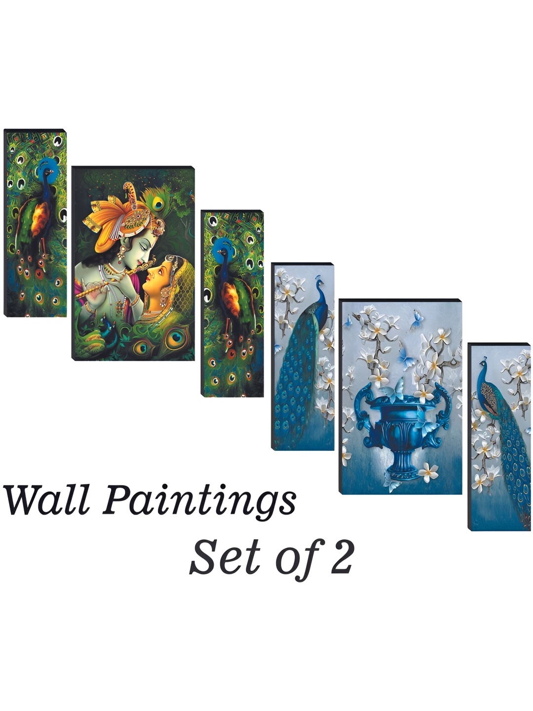 

WALLMAX Green & Blue 6 Pieces Religious Wooden Wall Art