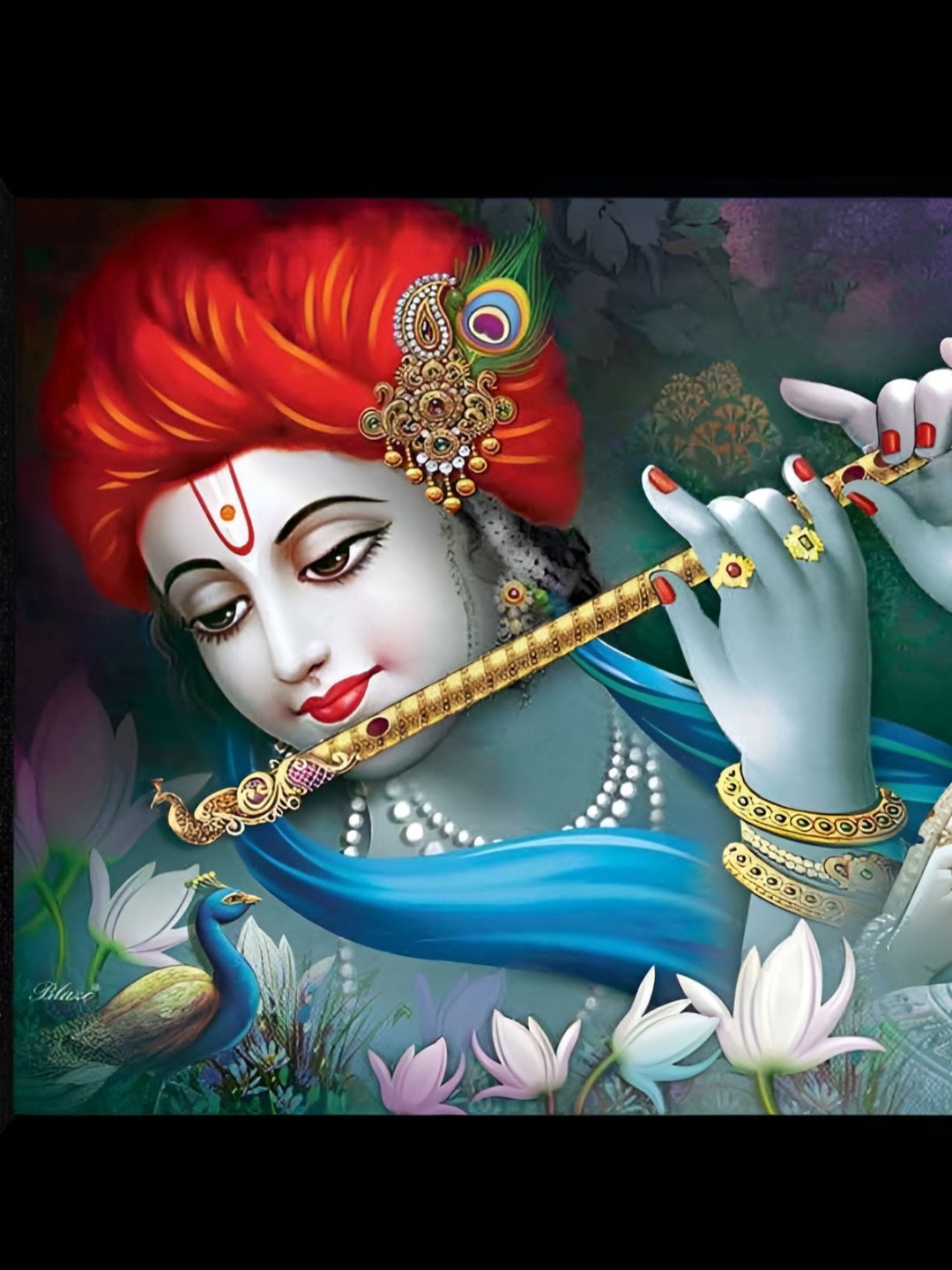 

WALLMAX Blue & Red Religious Wooden Wall Art
