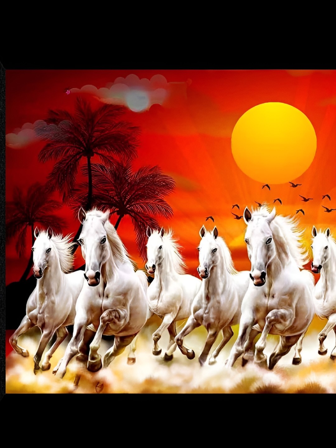 

WALLMAX Red & White Horses UV Texured Framed Painting Wall Arts