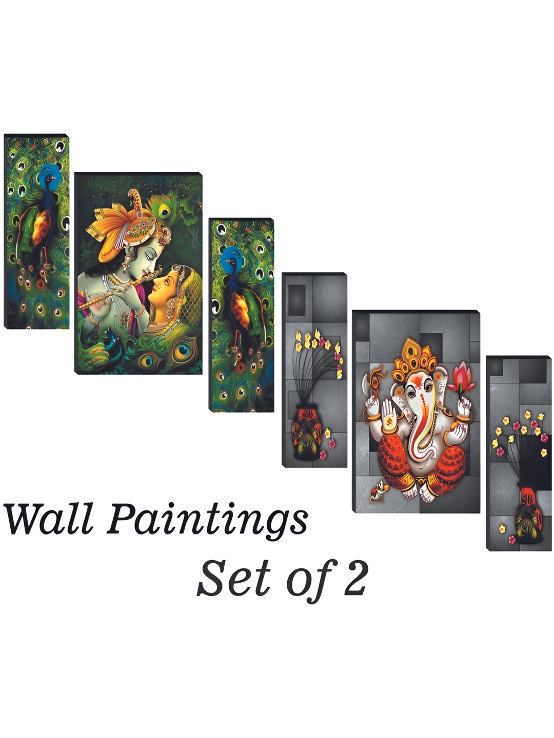

WALLMAX Green & Red 6 Pieces Wooden Painting Wall Art