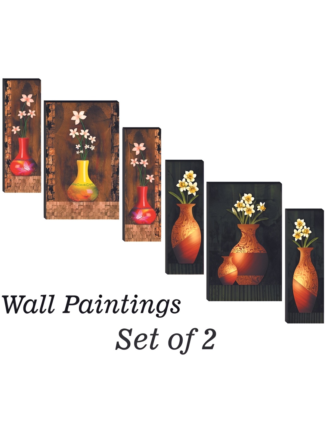 WALLMAX Brown & Red 6 Pieces Wooden Religious Paintings Wall Arts