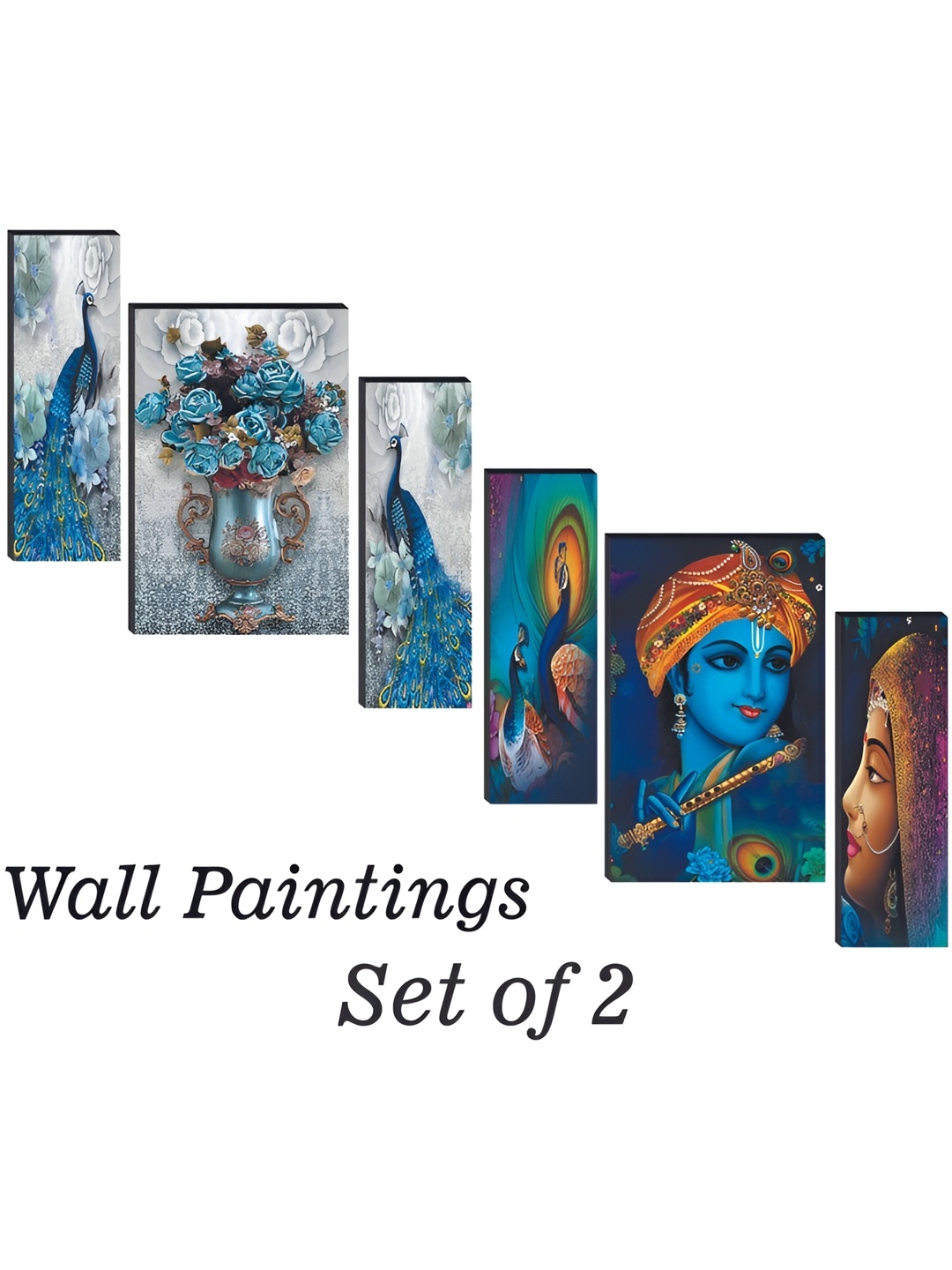 

WALLMAX Blue 6 Pcs Wooden Painting Wall Art