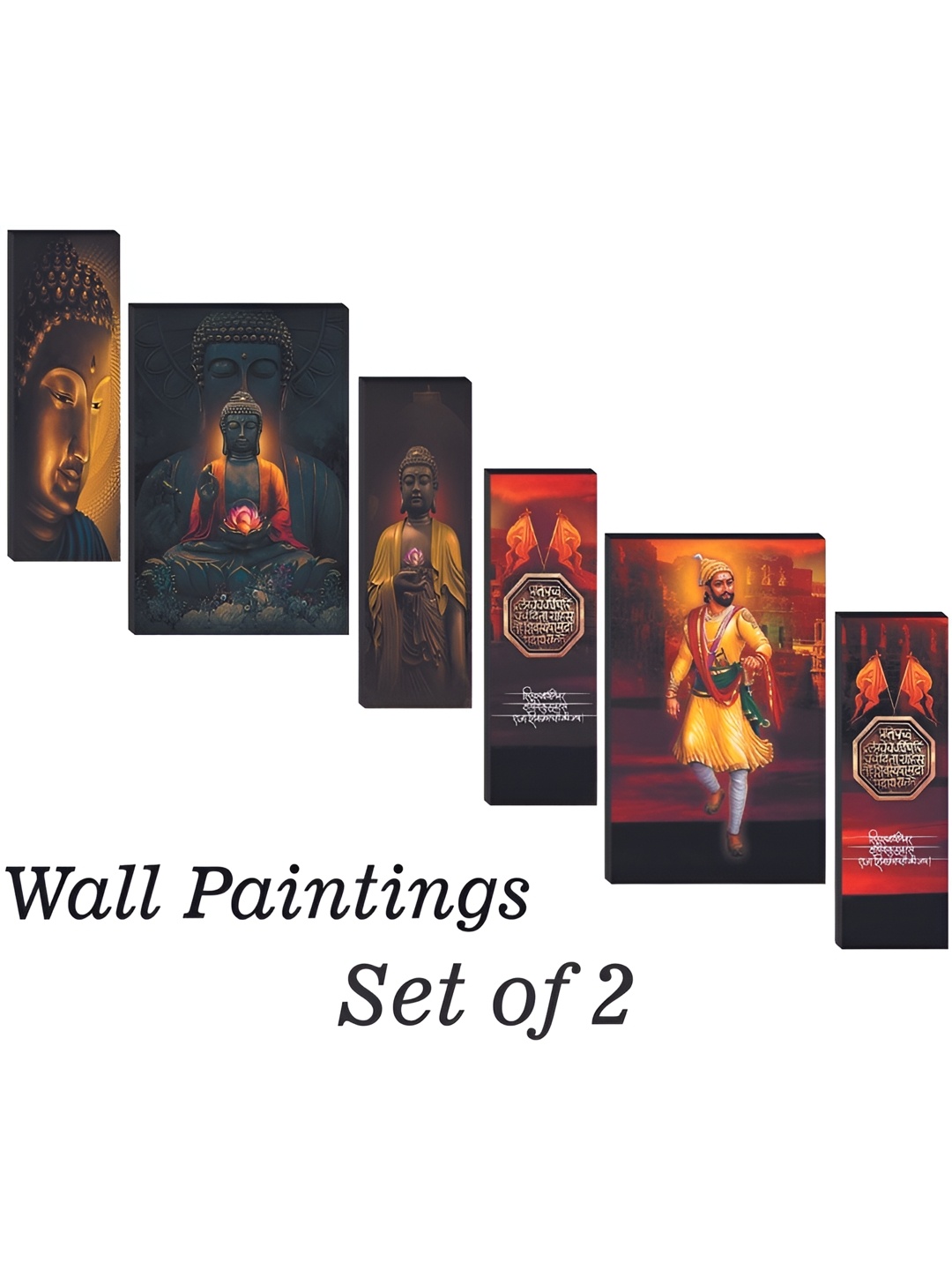 

WALLMAX Brown & Red 6 Pcs Wooden Framed UV Textured Wall Arts