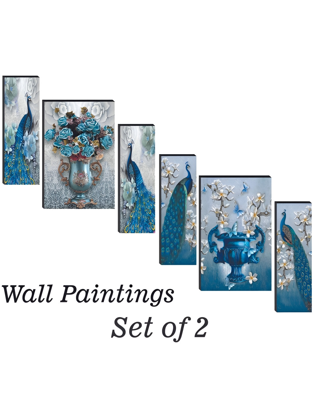 

WALLMAX Blue & White 6 Pieces Birds and Animals Wall Arts