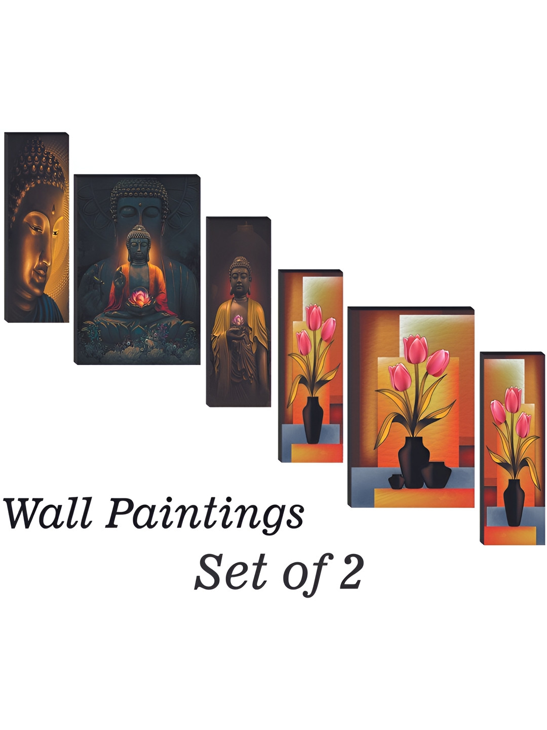 

WALLMAX Orange & Brown 6 Pieces Religious Wall Arts
