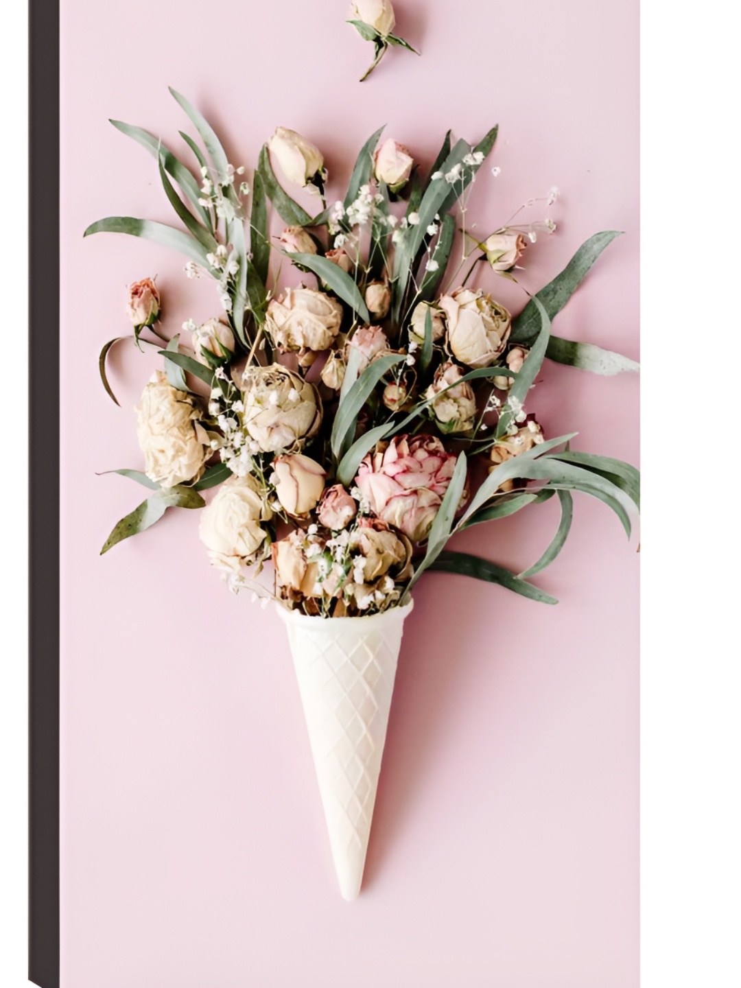 

WALLMAX Pink & Blue 3 Pieces Wooden Floral and Botanical Painting Wall Art