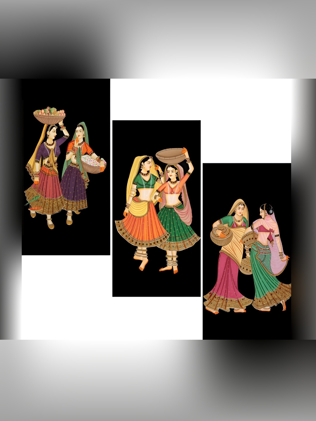 WALLMAX Black & Brown 3 Pieces Wall Arts