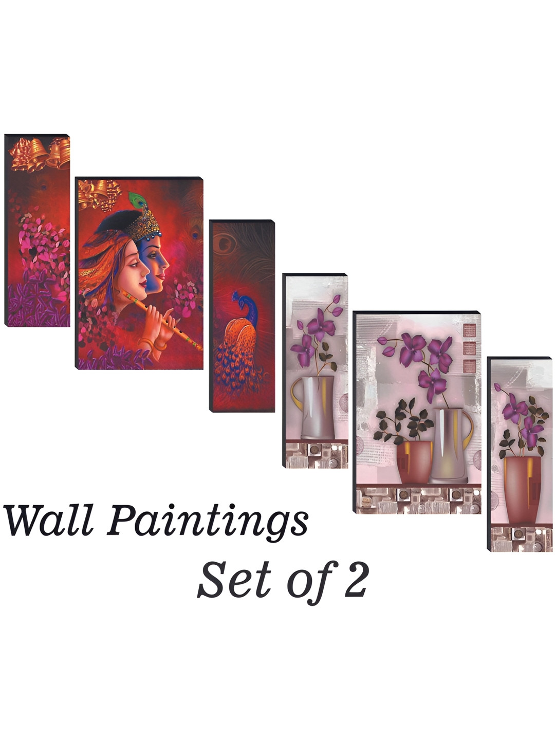 

WALLMAX Red & Purple 6 Pieces Floral and Botanical Wall Arts