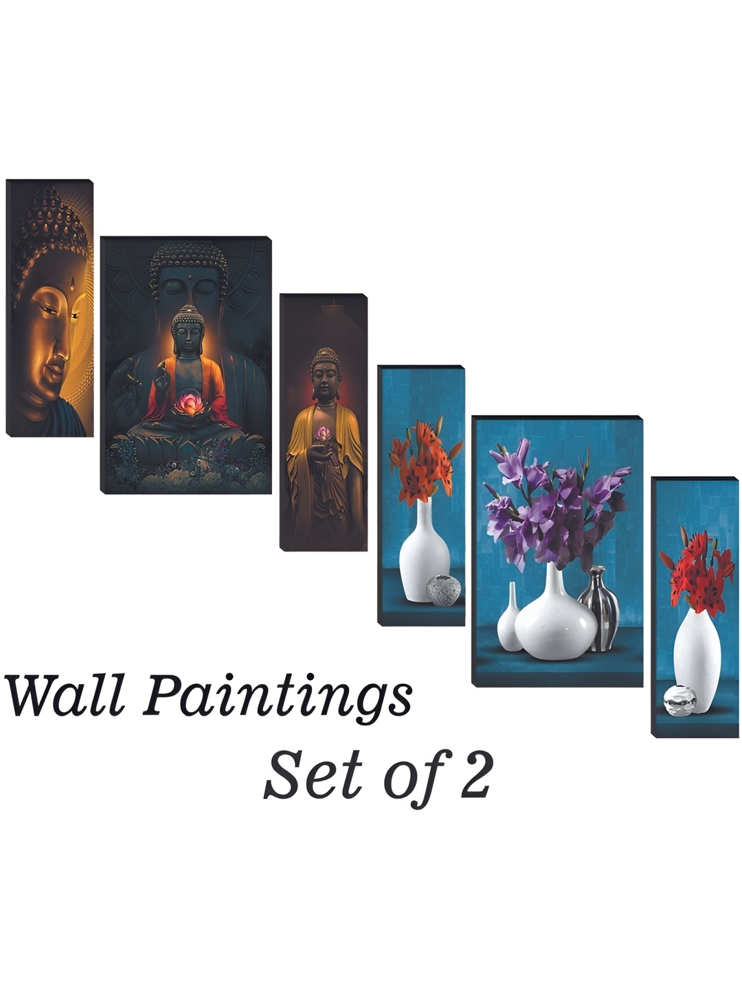

WALLMAX Grey & Orange 6 Pieces Religious Wall Arts