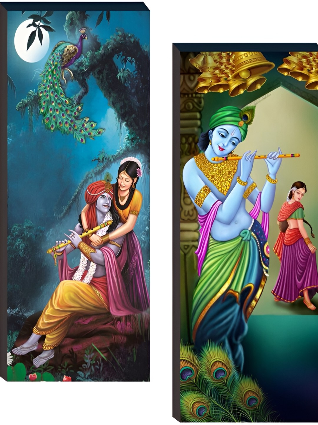 

WALLMAX Blue 3 Pieces Wooden Religious Painting Wall Art