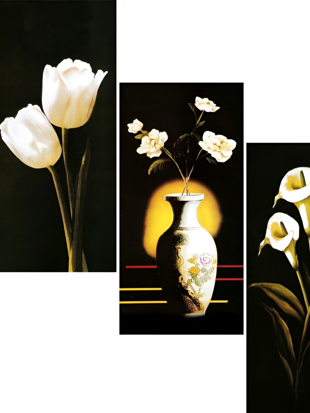 

WALLMAX Black & White 3 Pieces Floral and Botanical Wall Arts