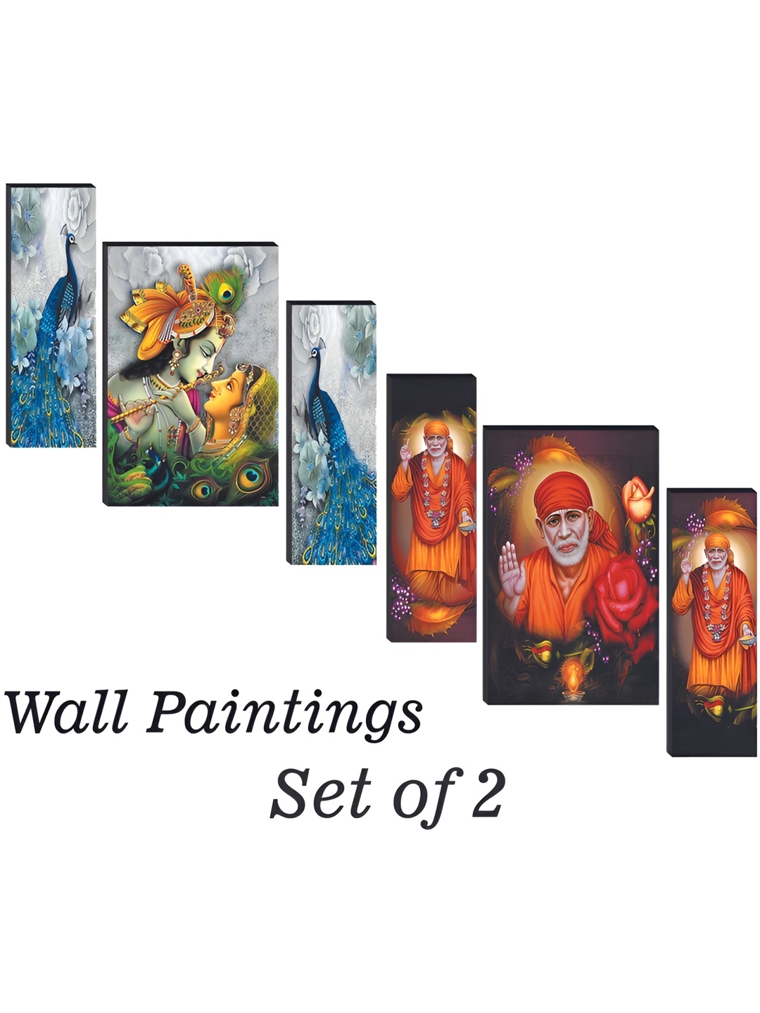 

WALLMAX Blue & Orange 6 Pieces Religious Wall Arts