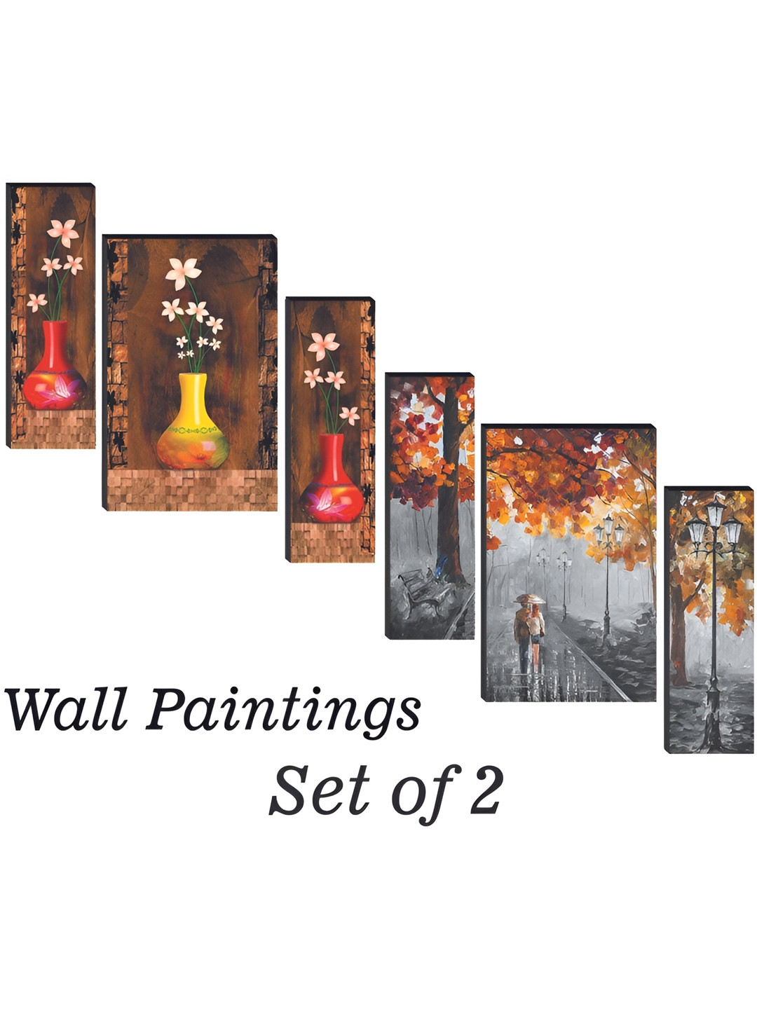

WALLMAX Brown 6 Pieces Wood Floral and Botanical Wall Art