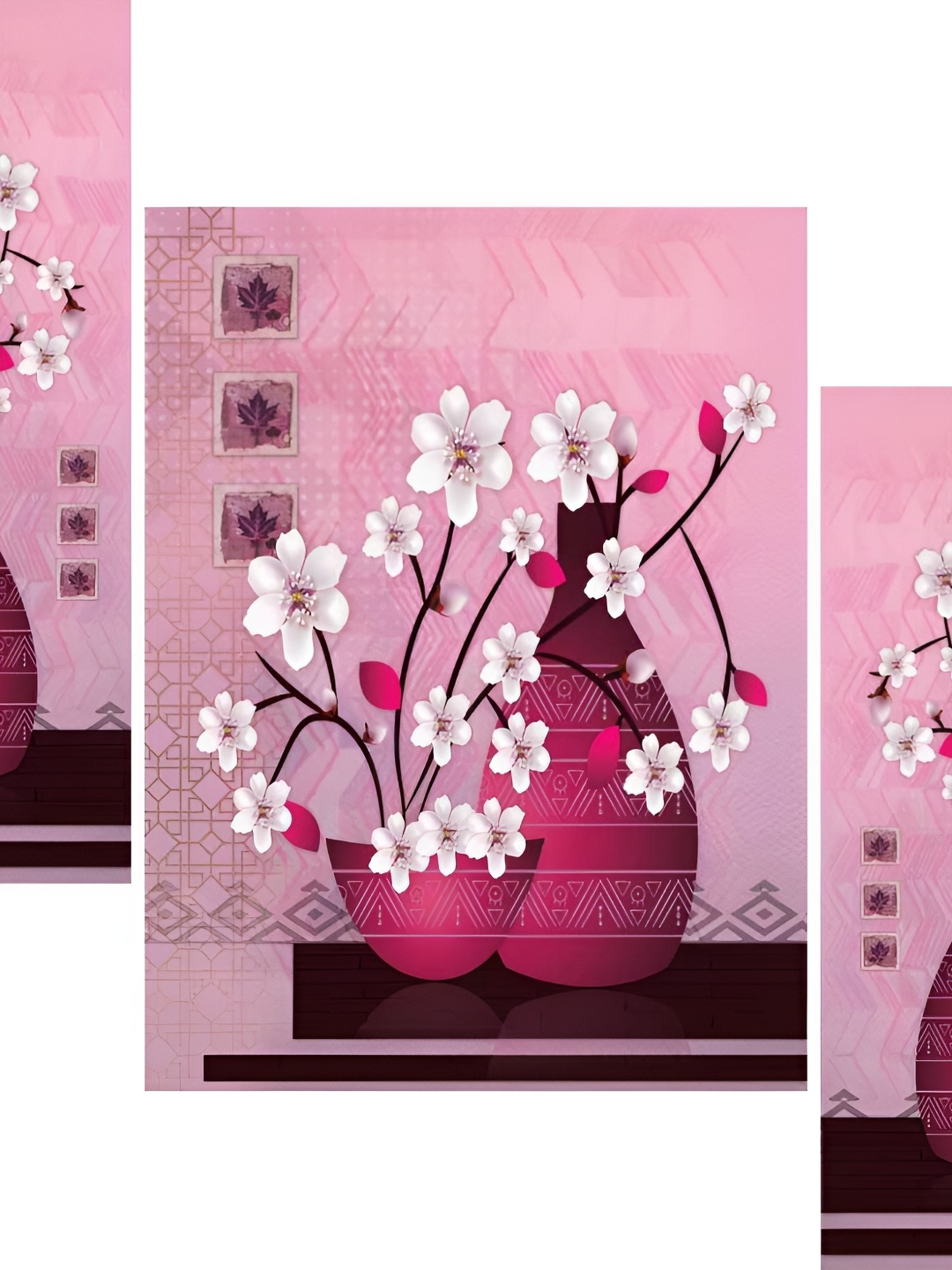 

WALLMAX Pink & White 3 Piece Floral and Botanical Wall Art