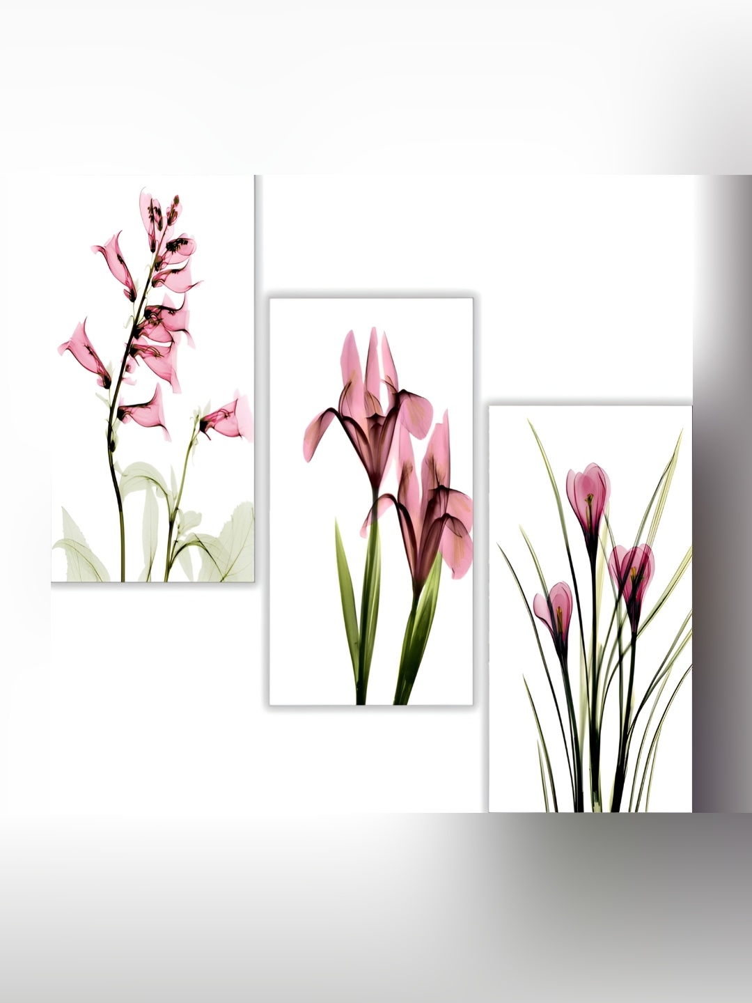 

WALLMAX 3 Pieces White & Pink Wooden Paintings Wall Arts