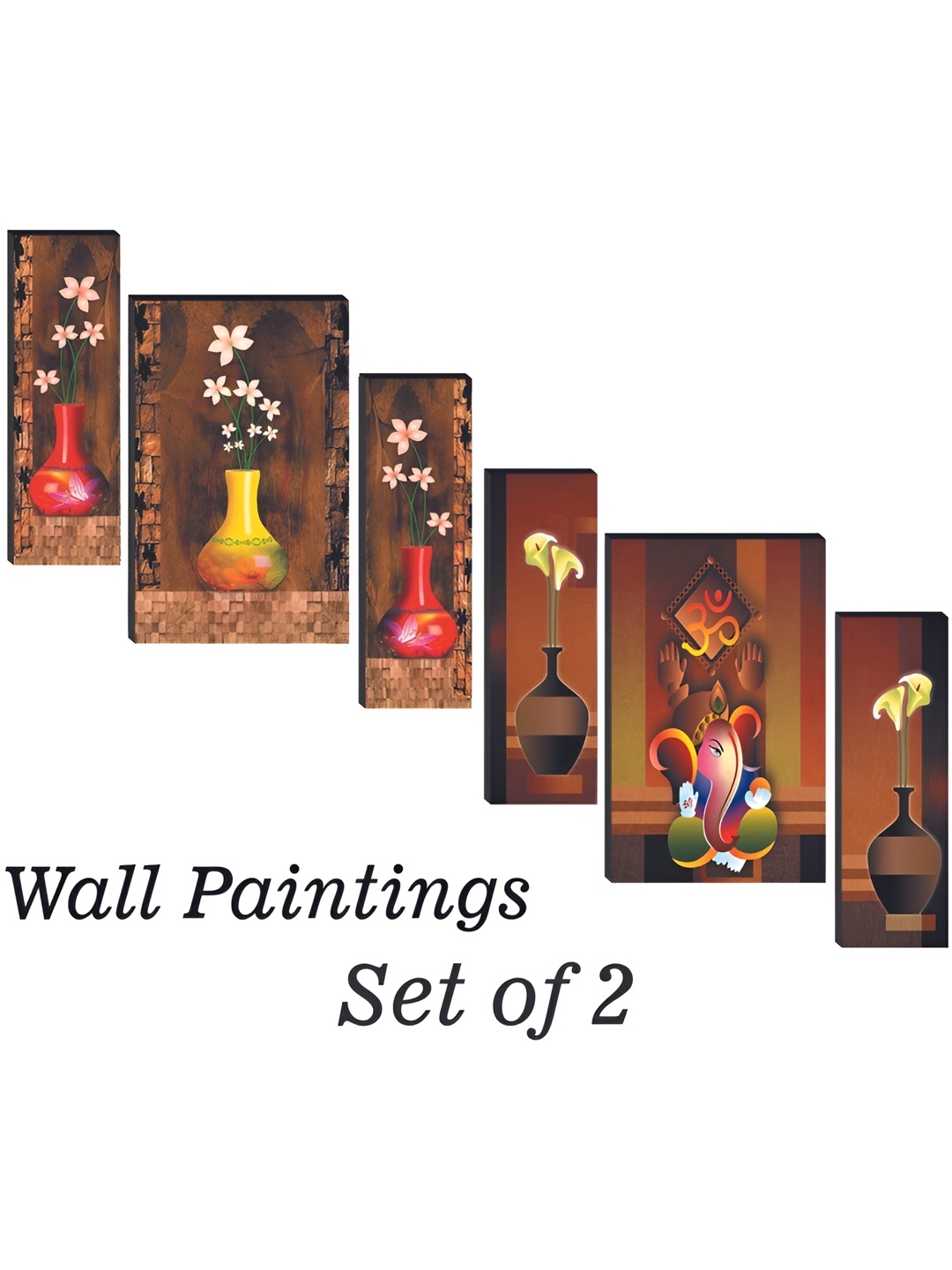 

WALLMAX Brown & Red 6 Pieces Wooden Paintings Wall Arts