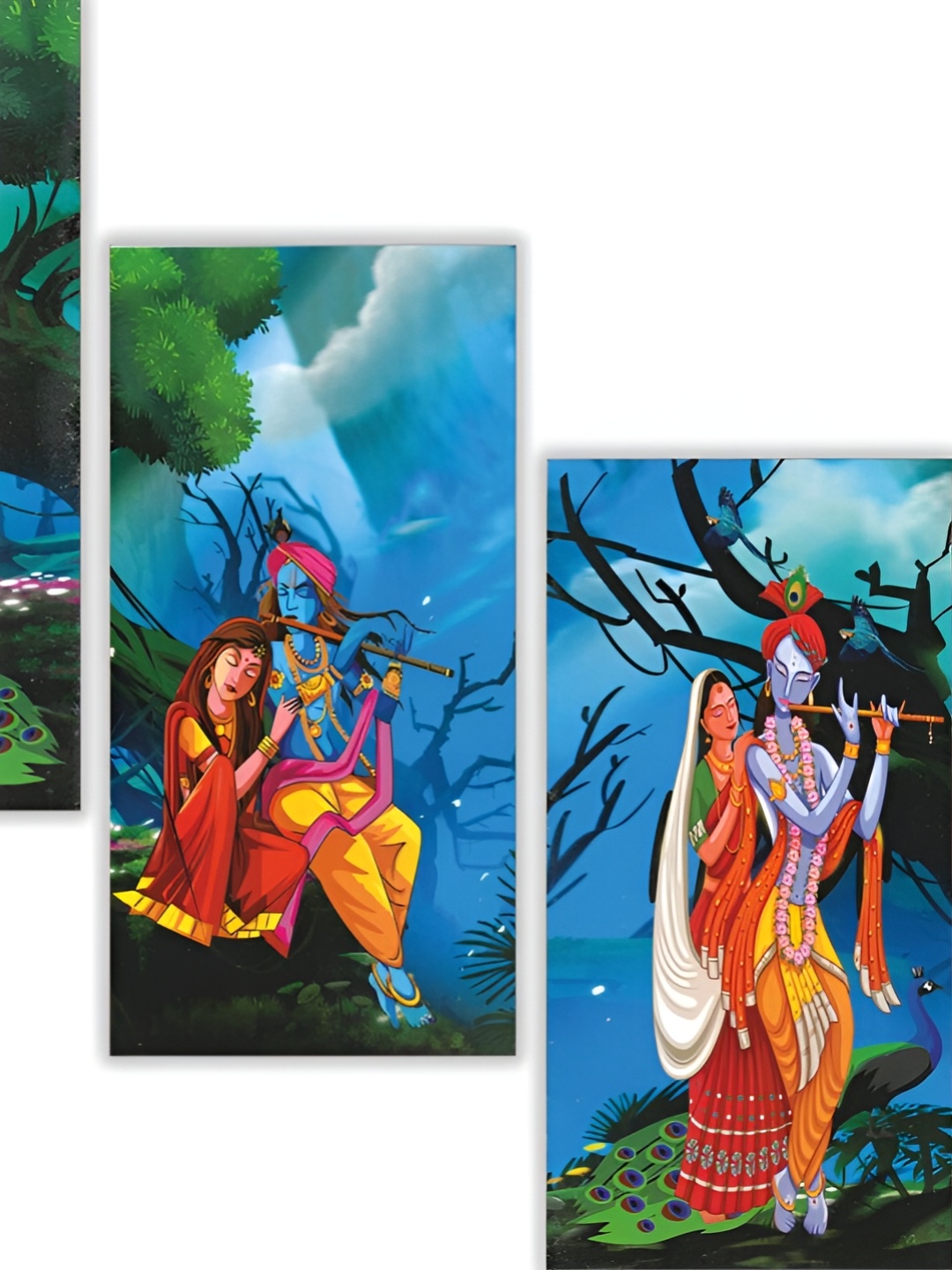 

WALLMAX Blue 3 Pieces Wood Religious Painting Wall Art