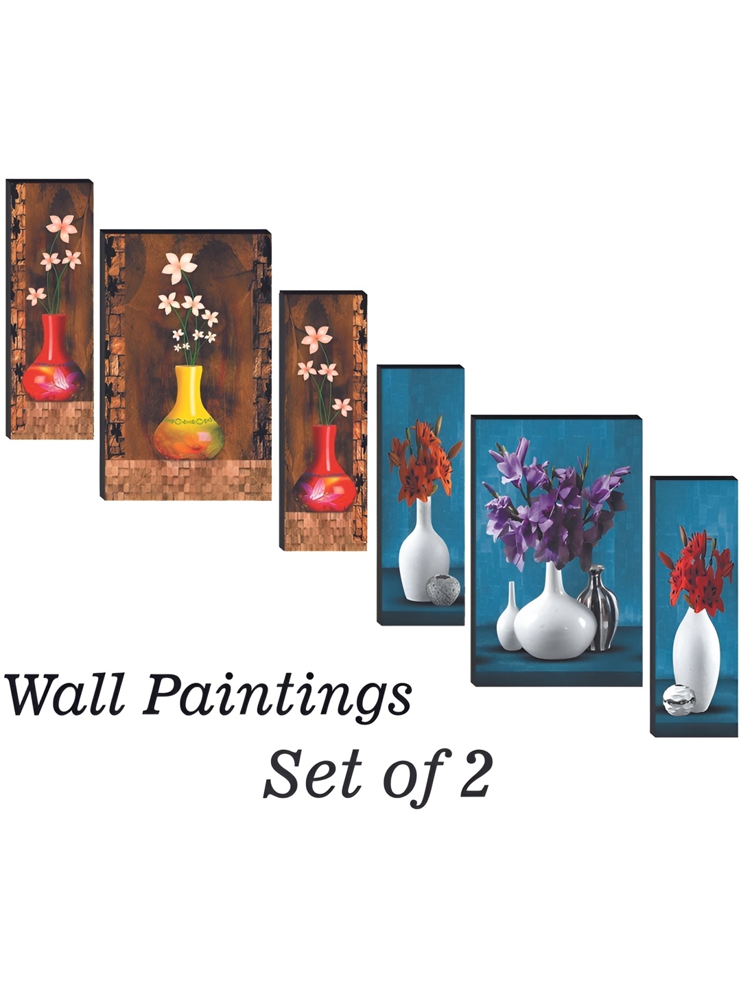 

WALLMAX Brown & Blue 6 Pieces Wooden Religious Paintings Wall Arts
