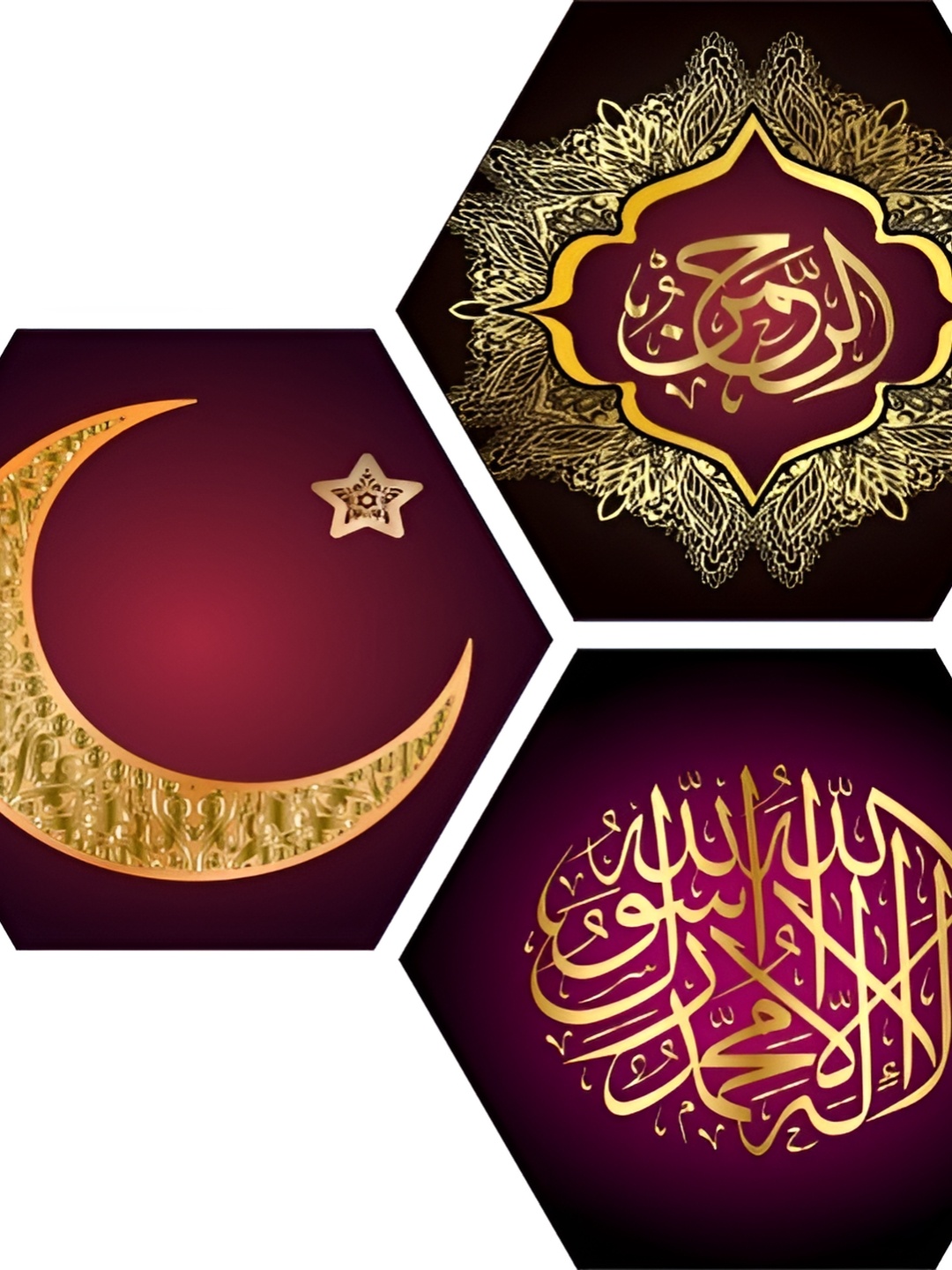 

WALLMAX Maroon & Gold Toned 3 Pieces Wooden Paintings Wall Arts