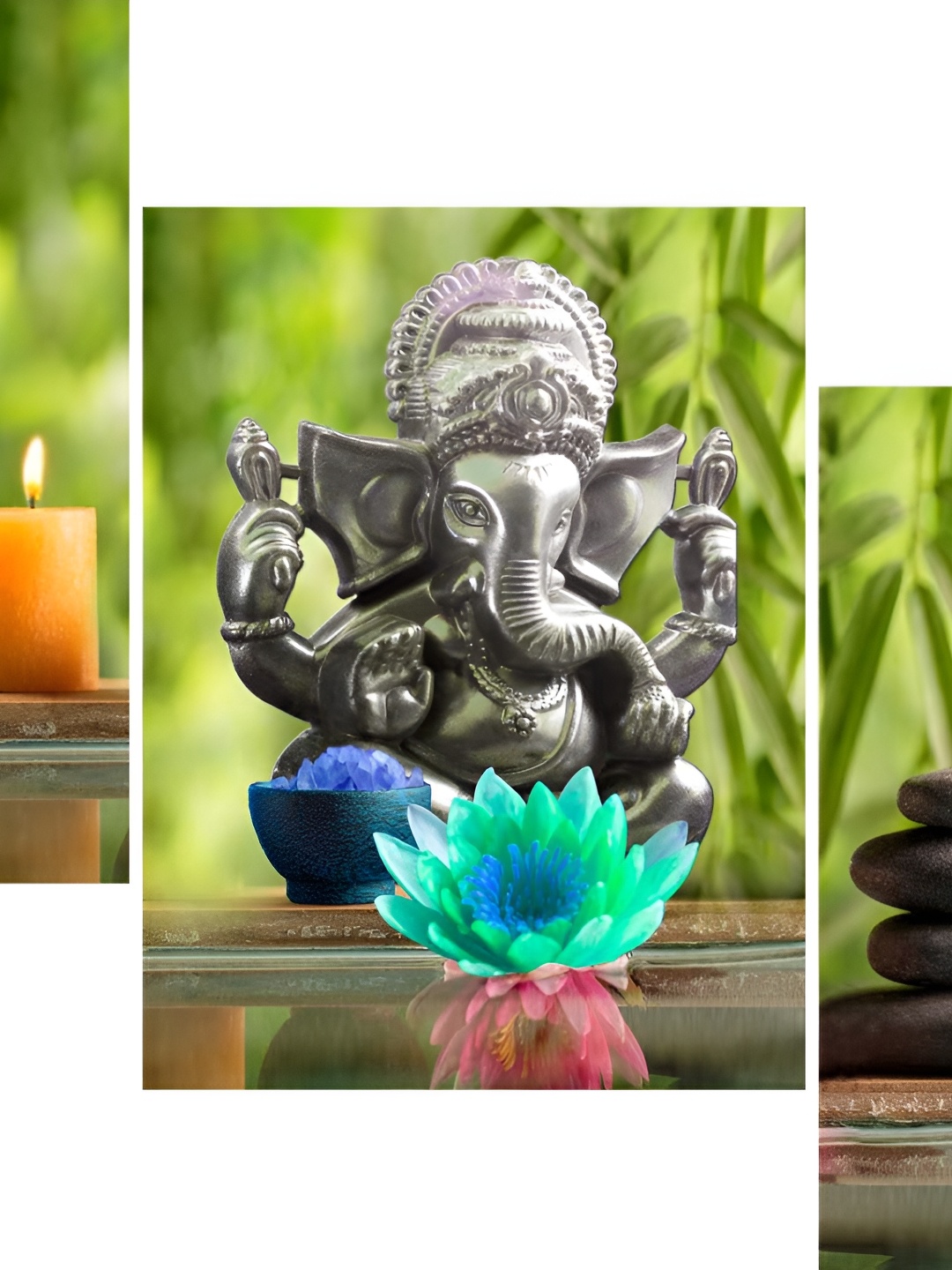 

WALLMAX Green 3 Pieces Wood Religious Painting Wall Art
