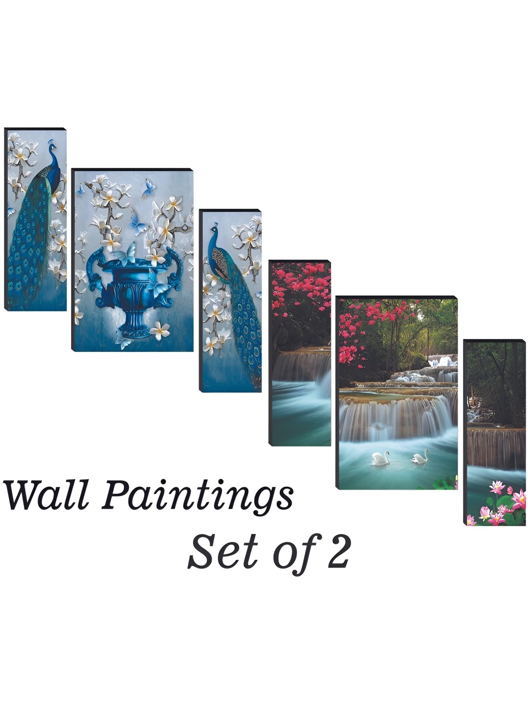 

WALLMAX Blue & Red 6 Pieces Floral and Botanical Wall Arts