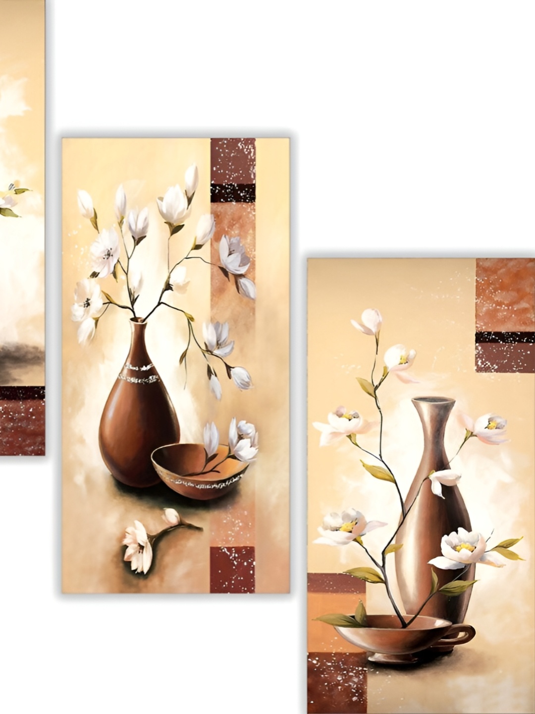 

WALLMAX Beige 3 Pieces Wood Floral and Botanical Wall Art, Multi