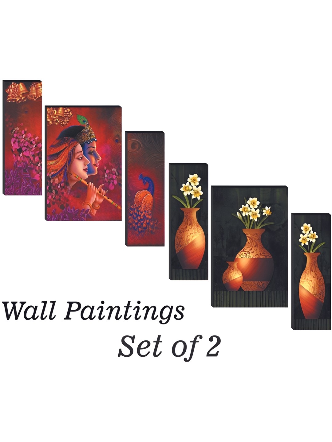 

WALLMAX 6 Pieces Brown Wooden Paintings Wall Arts
