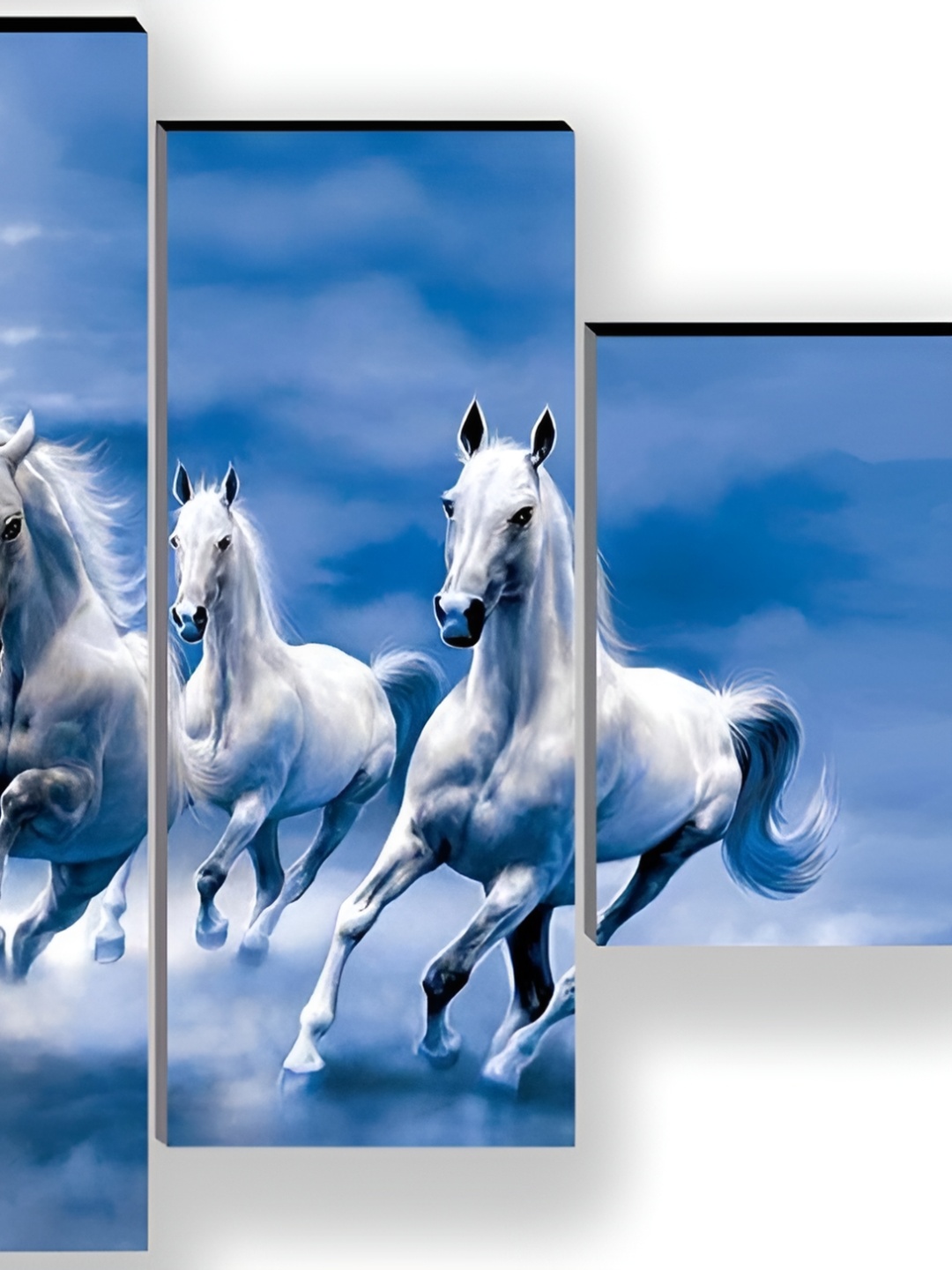 

WALLMAX 5 Pieces Blue & White Wooden Paintings Wall Arts