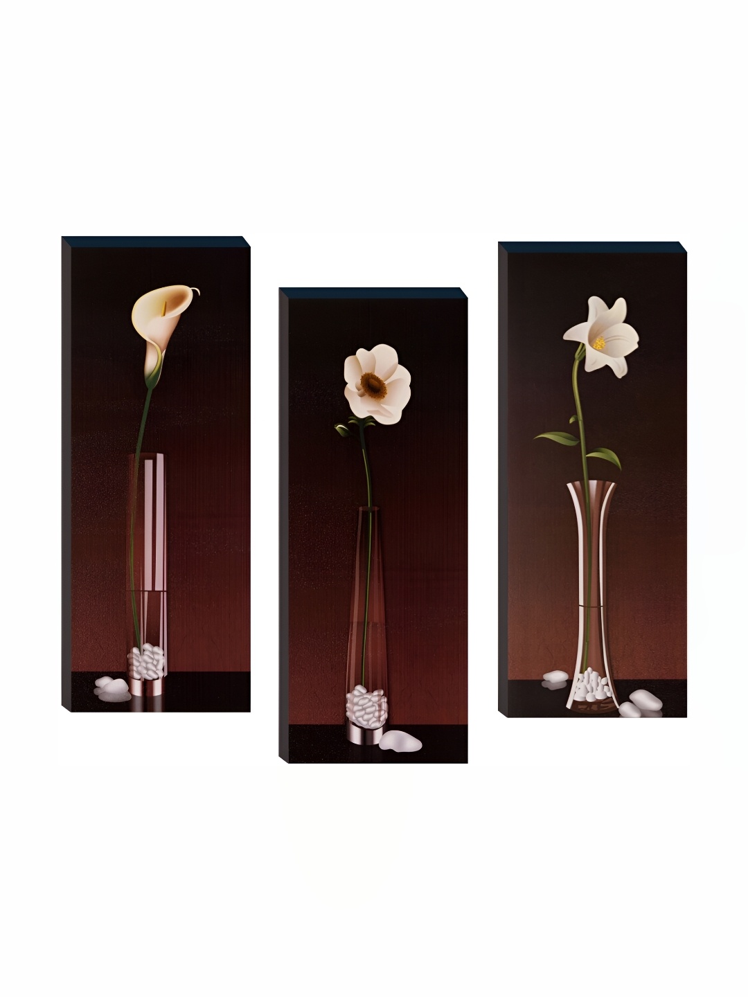 

WALLMAX Brown & White 3 Pieces Floral and Botanical Wall Arts
