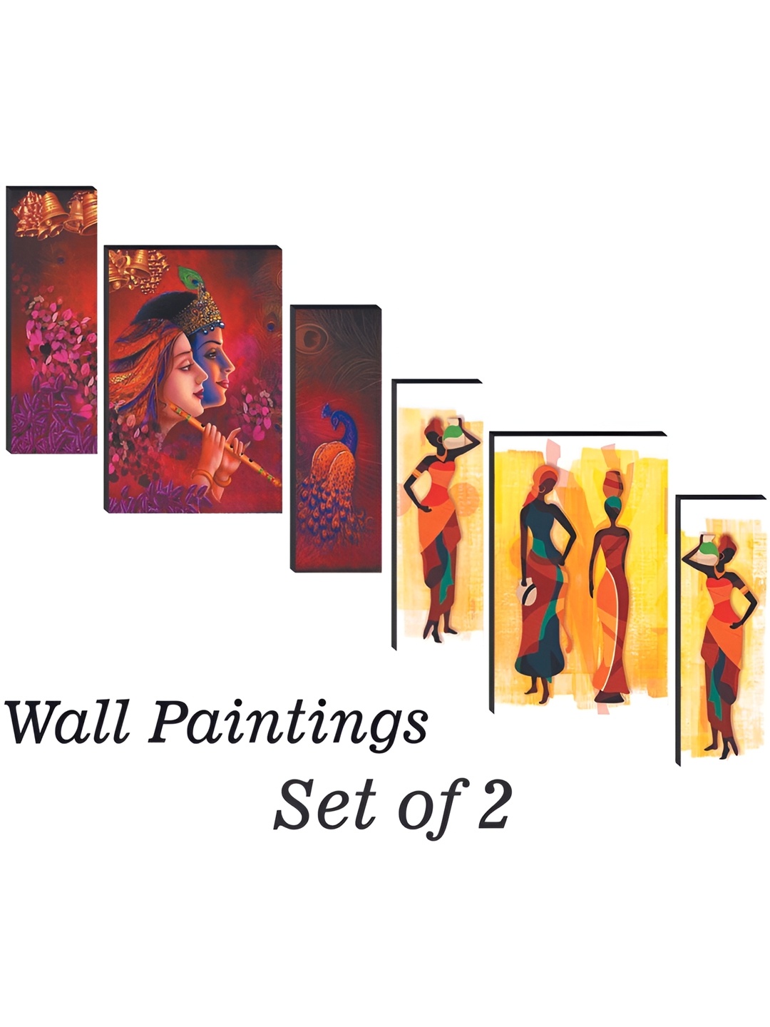 

WALLMAX Red & Yellow 6 Pieces Wooden Painting Wall Art
