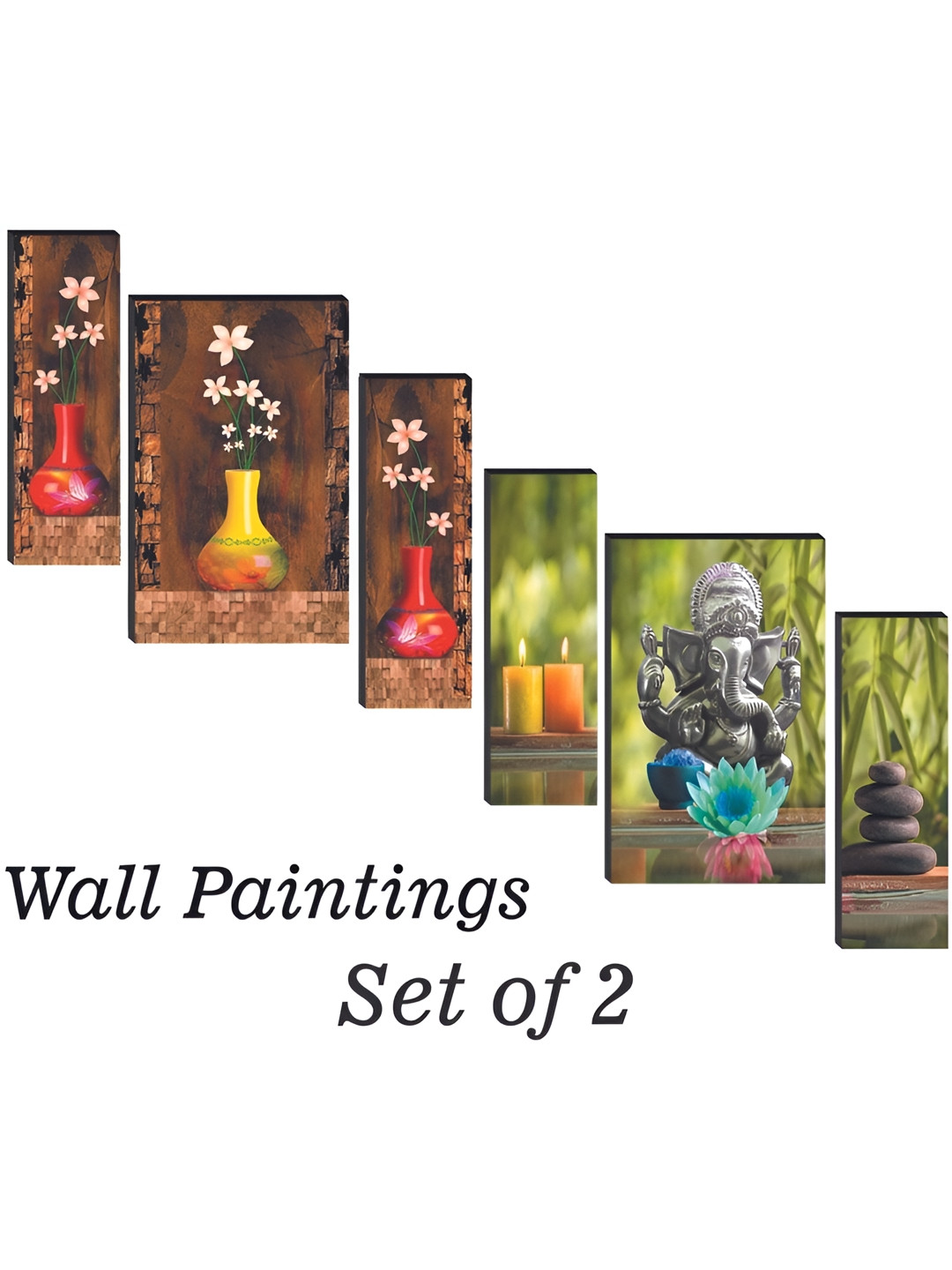 

WALLMAX Brown & Green 6 Pcs Wooden Paintings Wall Arts