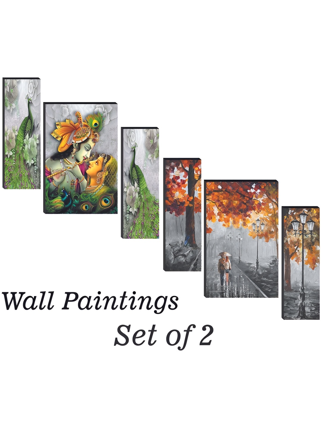 

WALLMAX Green & Yellow 6 Pieces Wood Religious Painting Wall Art