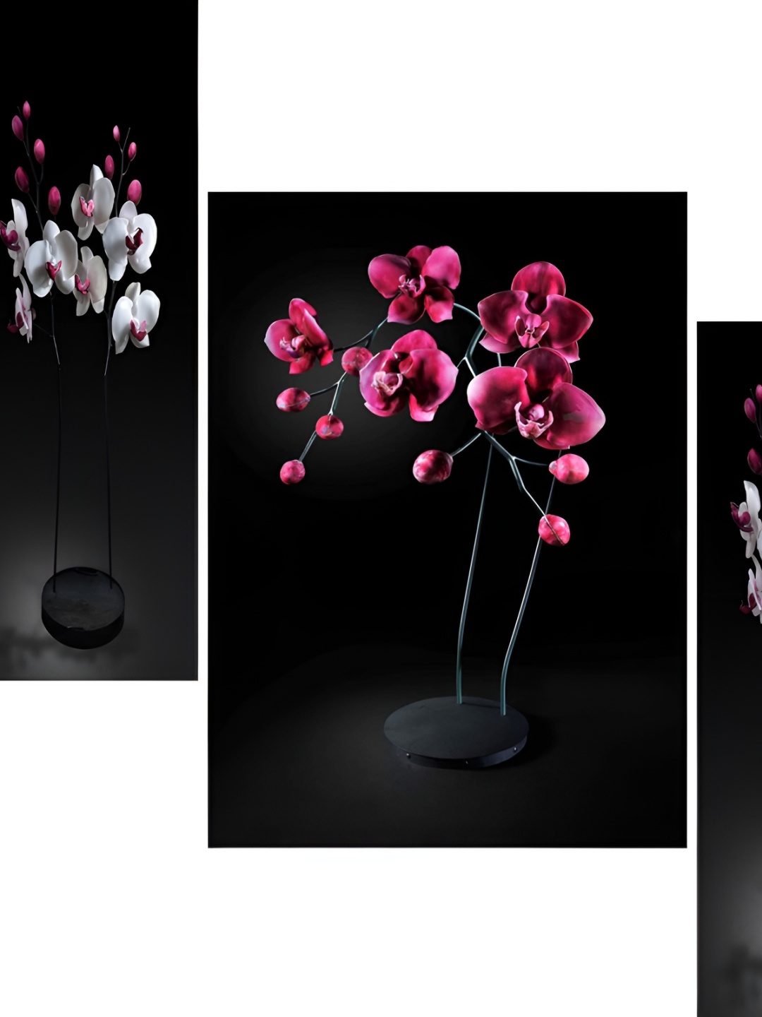 WALLMAX Black & Pink 3 Pieces UV Textured MDF Framed Wall Art