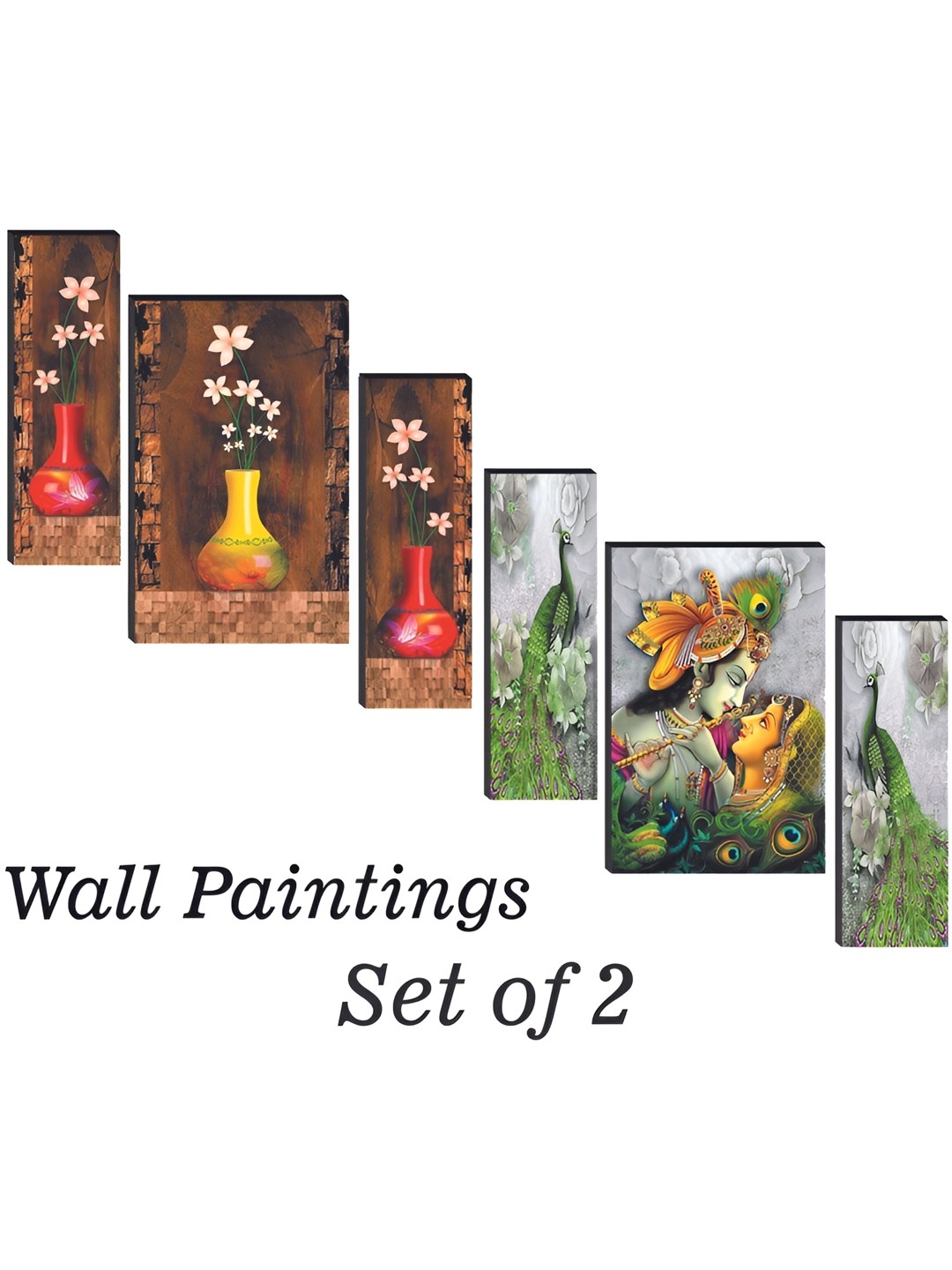 

WALLMAX Green & Brown 6-Pcs UV Textured MDF Framed Wall Art