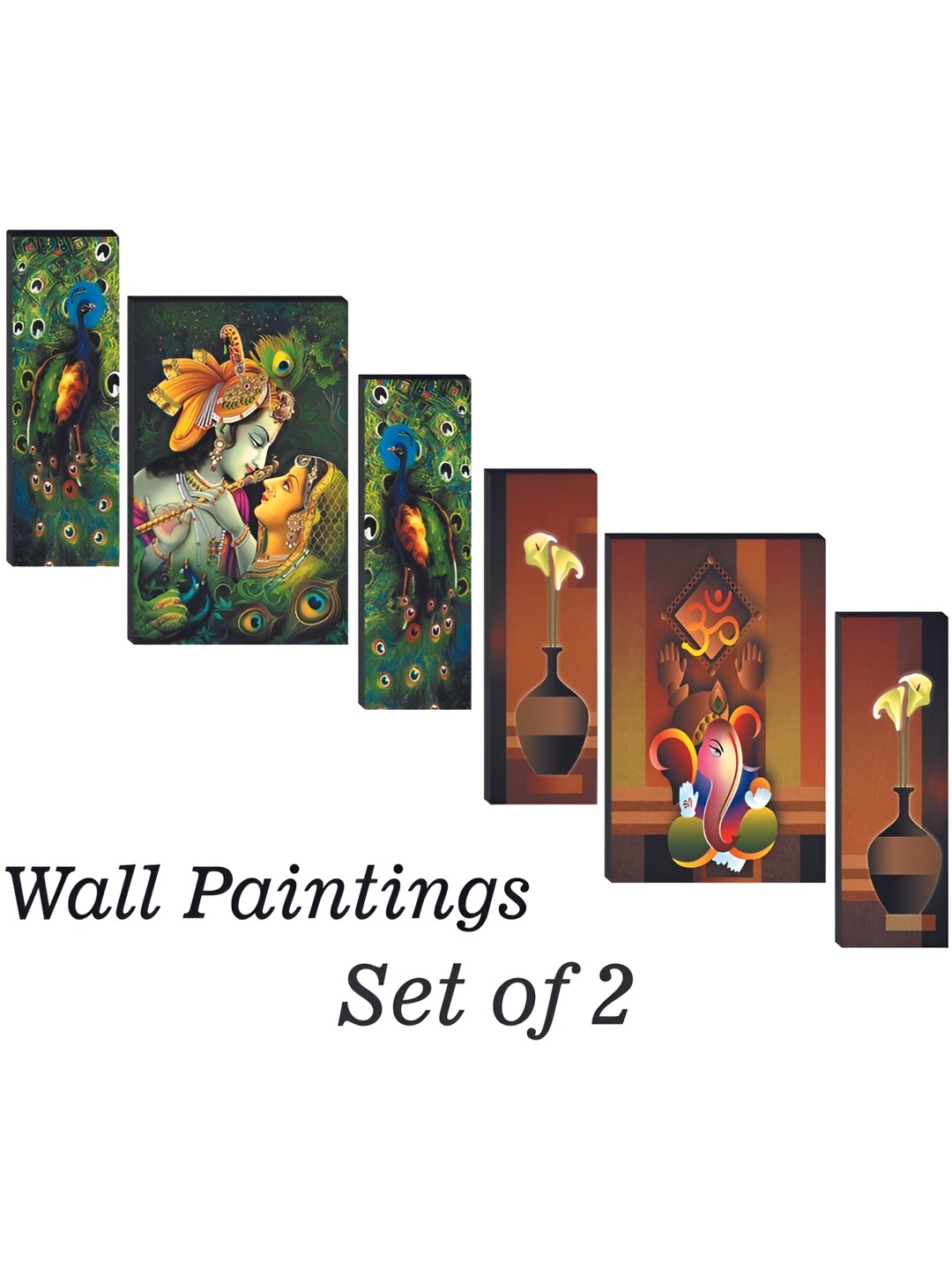 

WALLMAX 6 Pieces Brown & Green Wooden Paintings Wall Arts