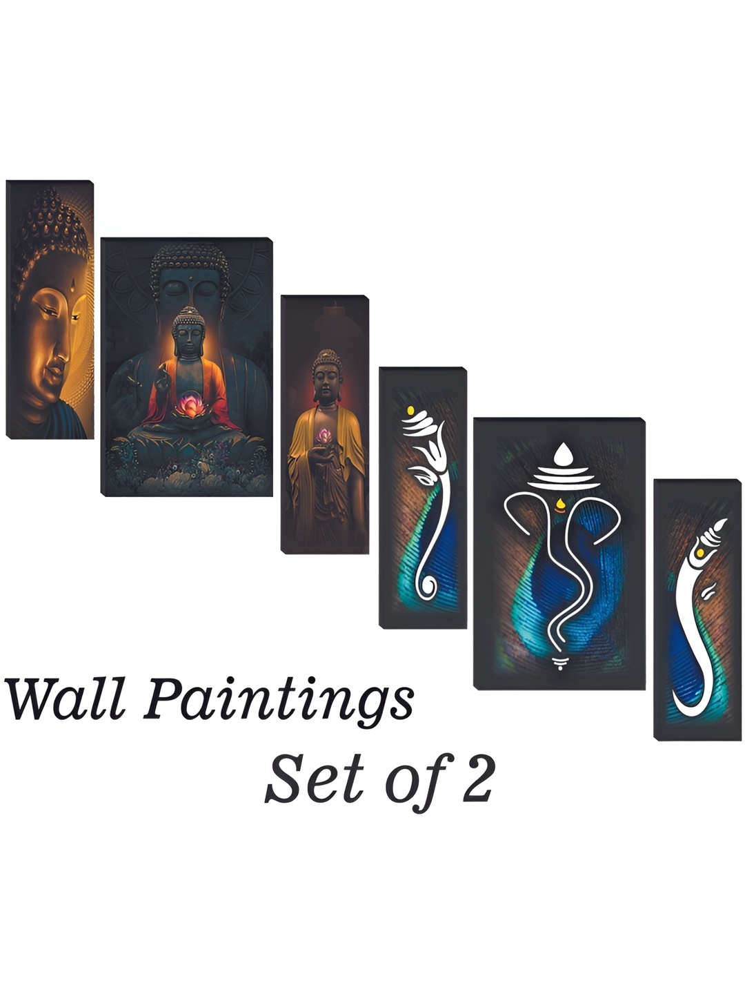 WALLMAX Orange & Blue 6 Pieces Religious Wall Arts