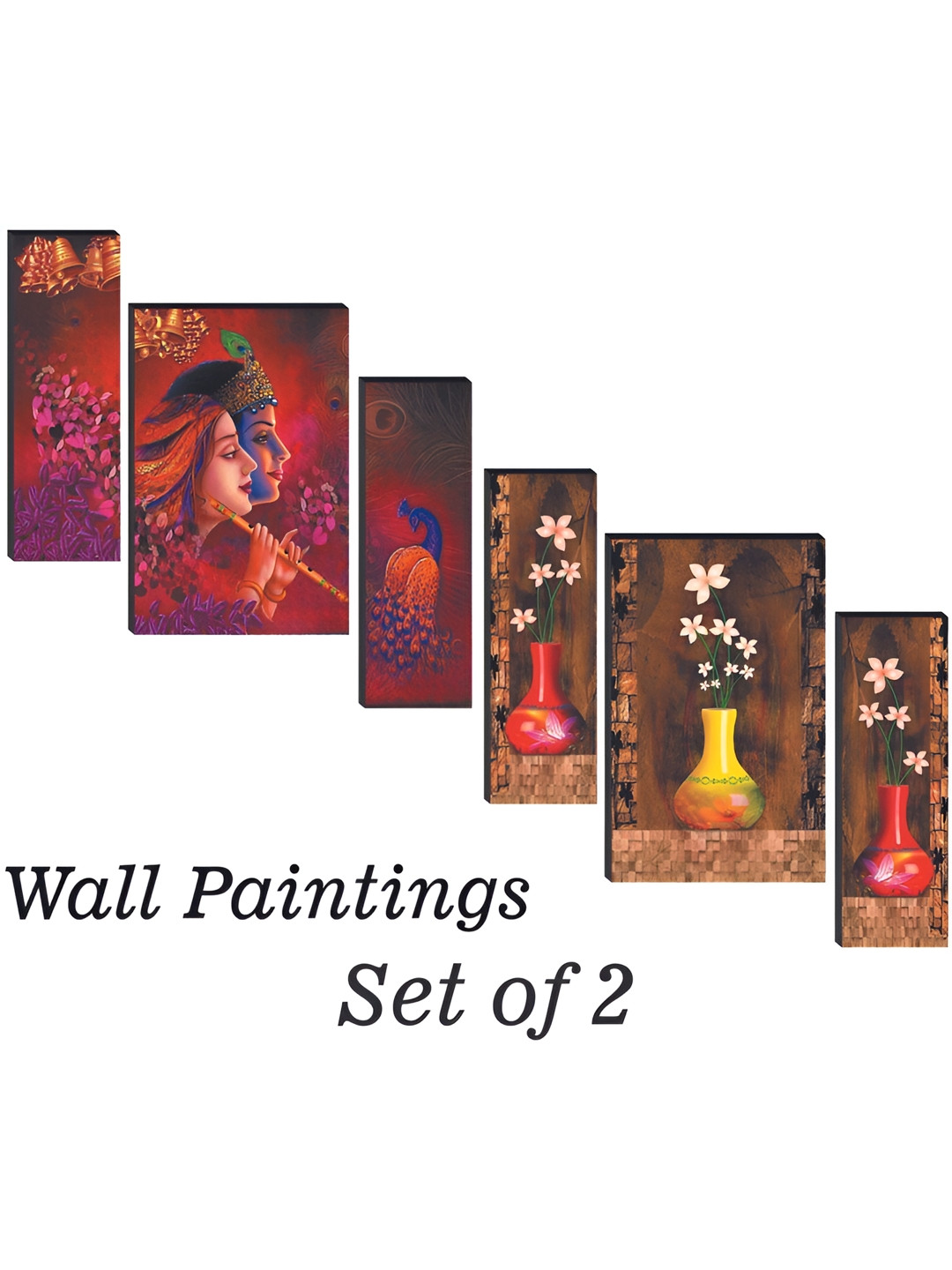 

WALLMAX Red & Brown 6 Pieces Wooden Floral and Botanical Wall Art