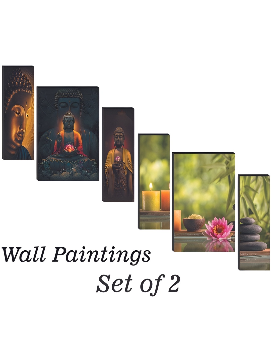 

WALLMAX Brown & Green 6 Pieces Wooden Paintings Wall Arts