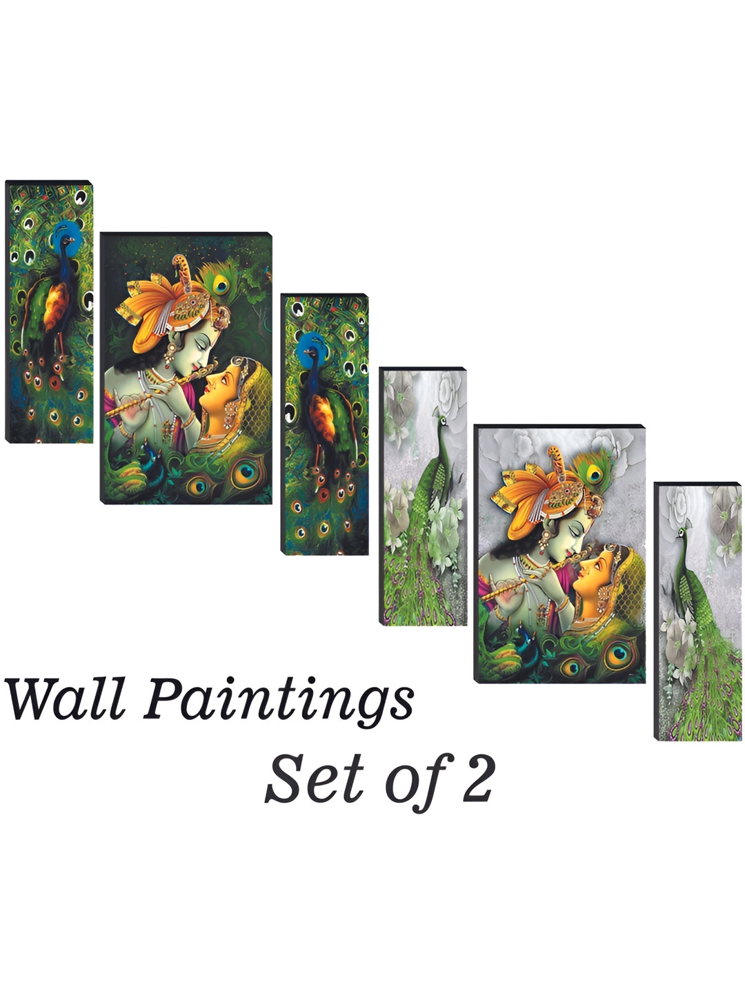 

WALLMAX Green & Yellow 6 Pieces UV Textured MDF Framed Wall Art