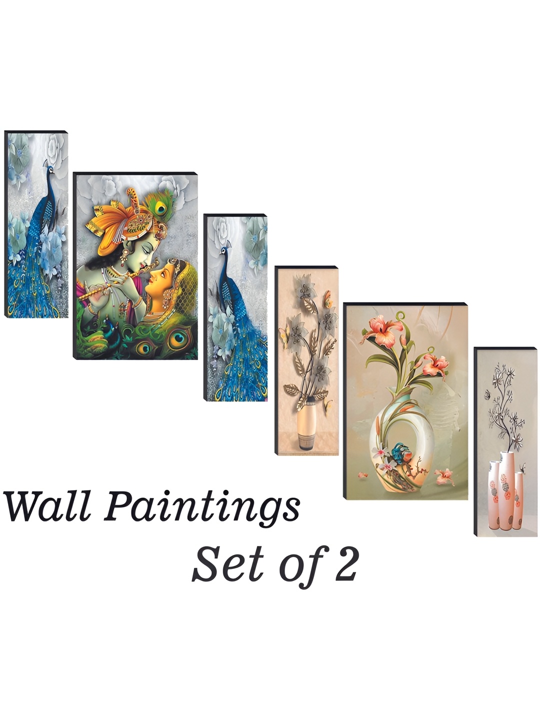 WALLMAX Blue & Yellow 6 Piece Religious Wall Arts