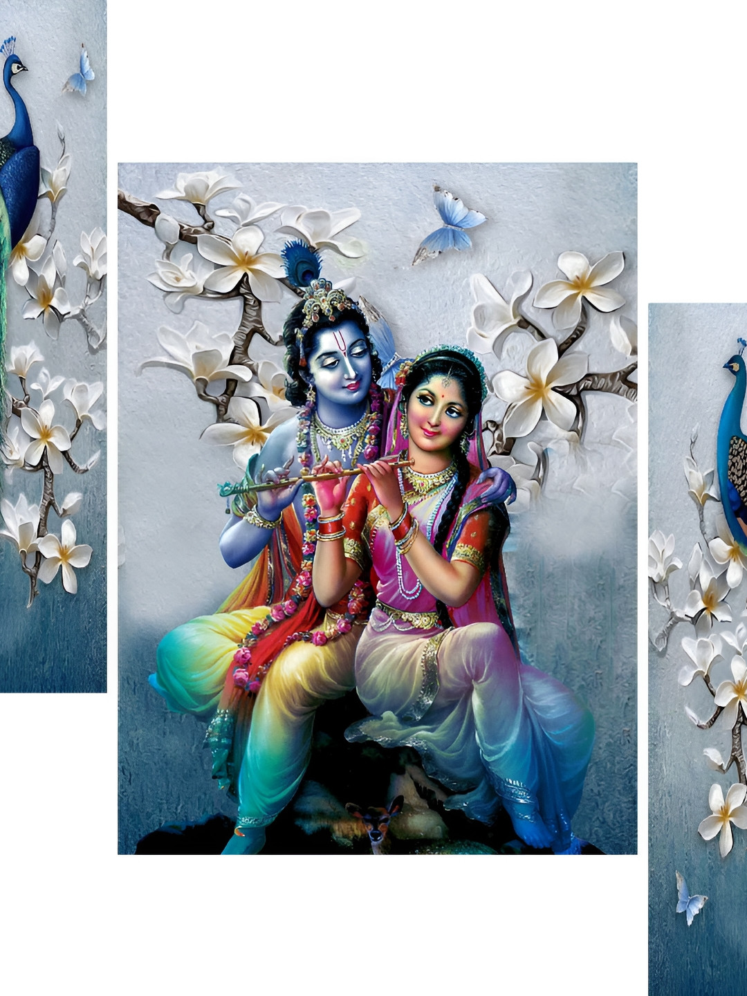 

WALLMAX Blue & White 3 Pieces Religious Wall Arts