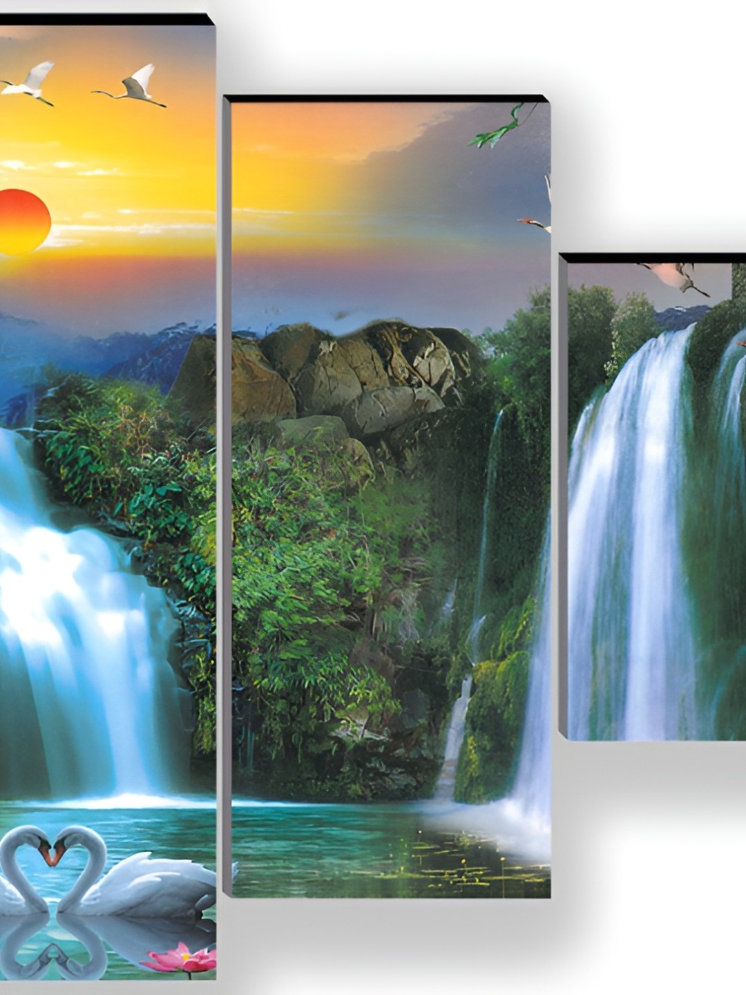 

WALLMAX Green & Blue 5 pieces Nature UV Textured Framed Painting Wall Art