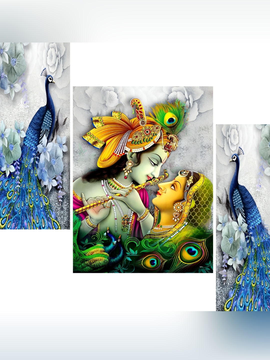

WALLMAX Blue & Yellow 3 Pieces Religious Wall Arts