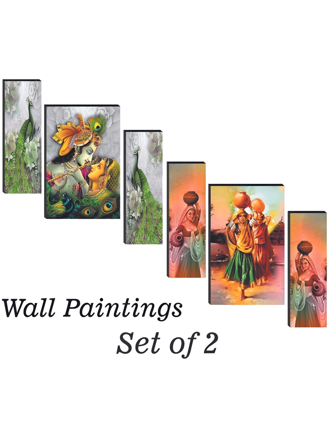 

WALLMAX Green & Yellow 6 Piece Religious Wall Arts