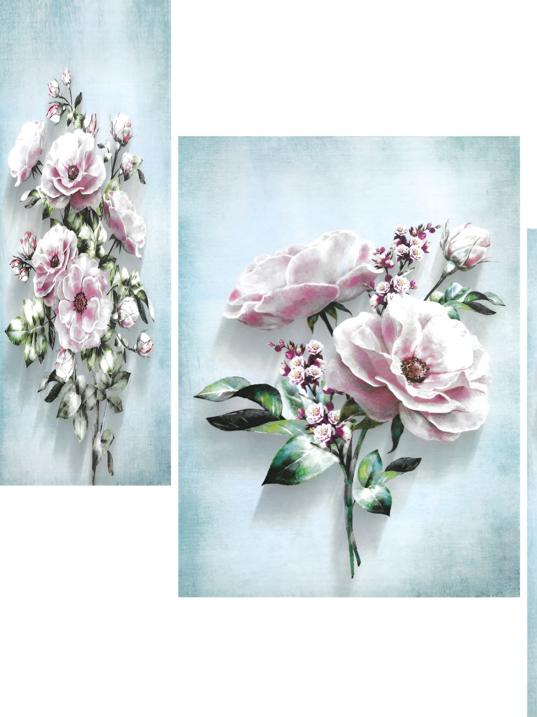 

WALLMAX Pink & Green 3 Pieces Wooden Paintings Wall Arts, White