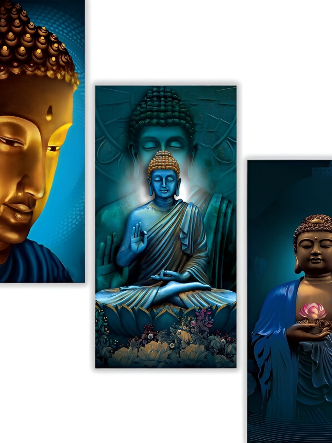 

WALLMAX Blue & Brown 3 Pieces Wooden Painting Wall Art
