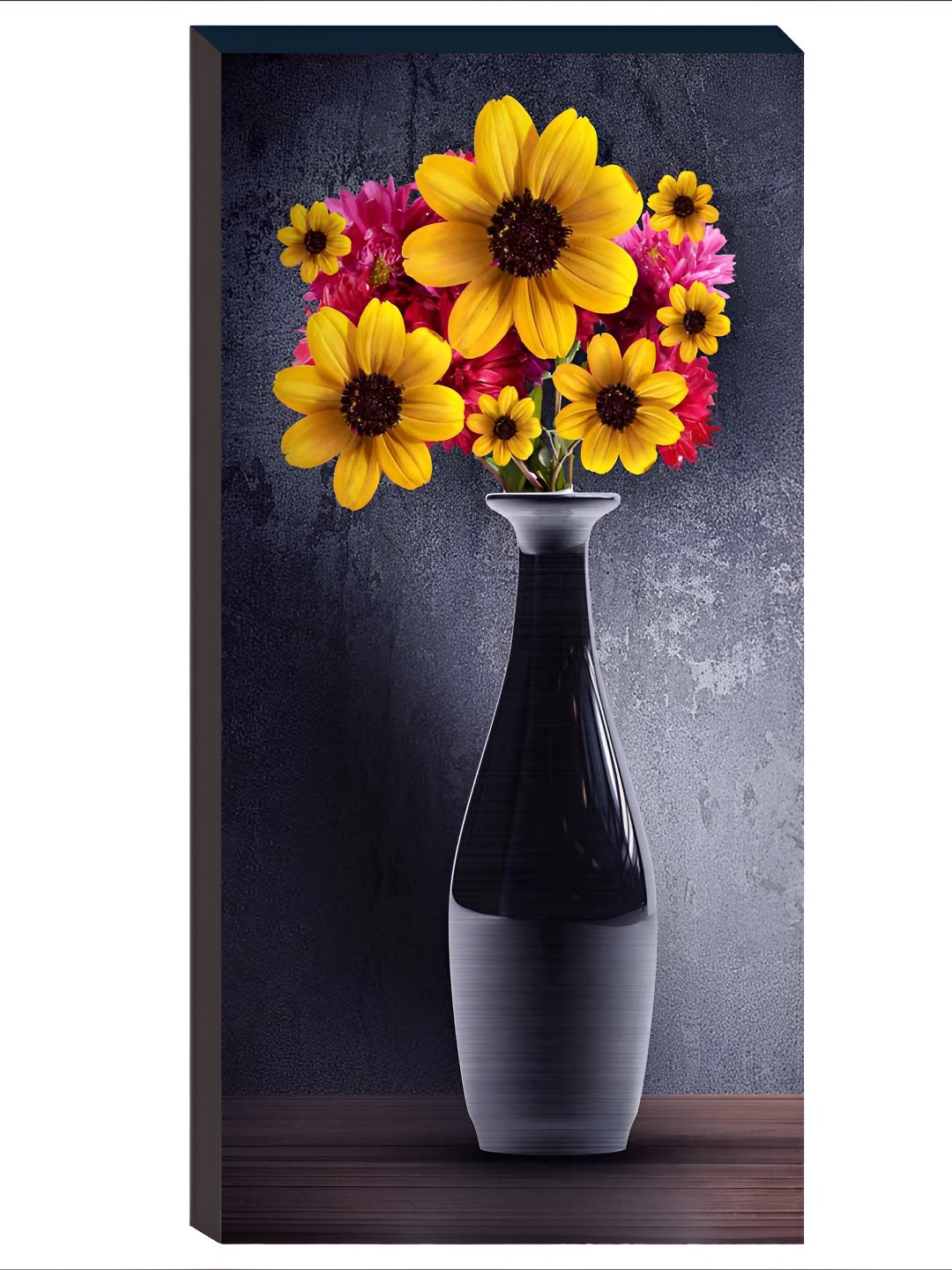 

WALLMAX Black & Yellow 3 Pcs UV Textured MDF Framed Painting Wall Art