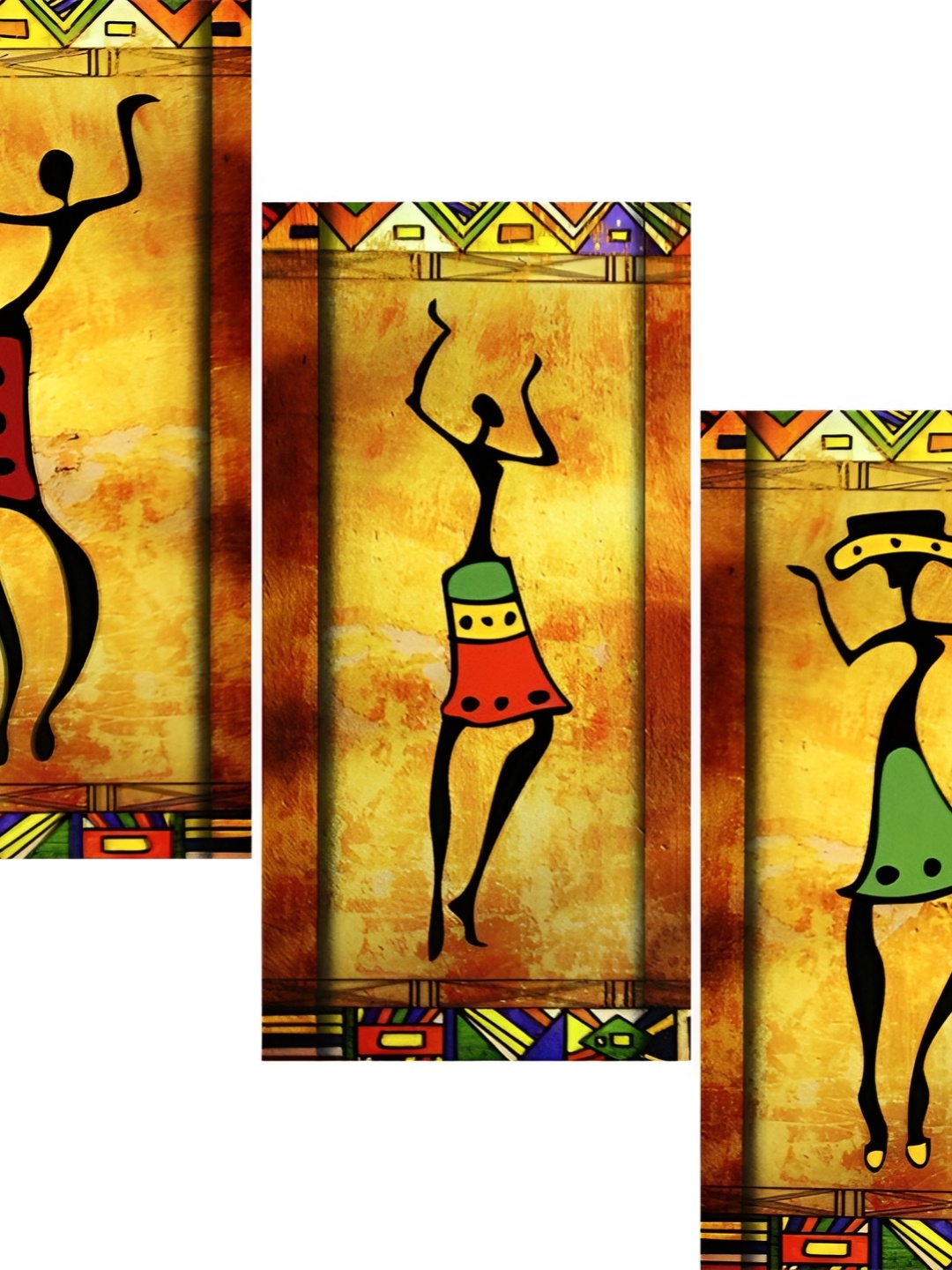 

WALLMAX Yellow & Green 3 Pieces Abstract Wall Arts